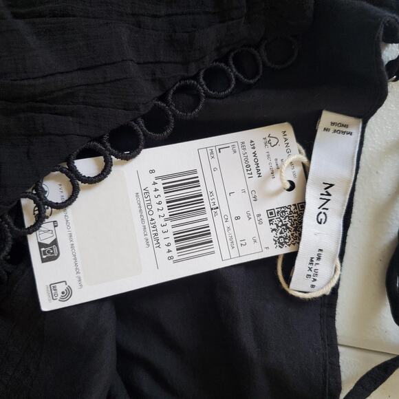 Mango Dress Women Large Black Sleeveless Crochet Waist Witch Whimsigoth Festival - Picture 8 of 10